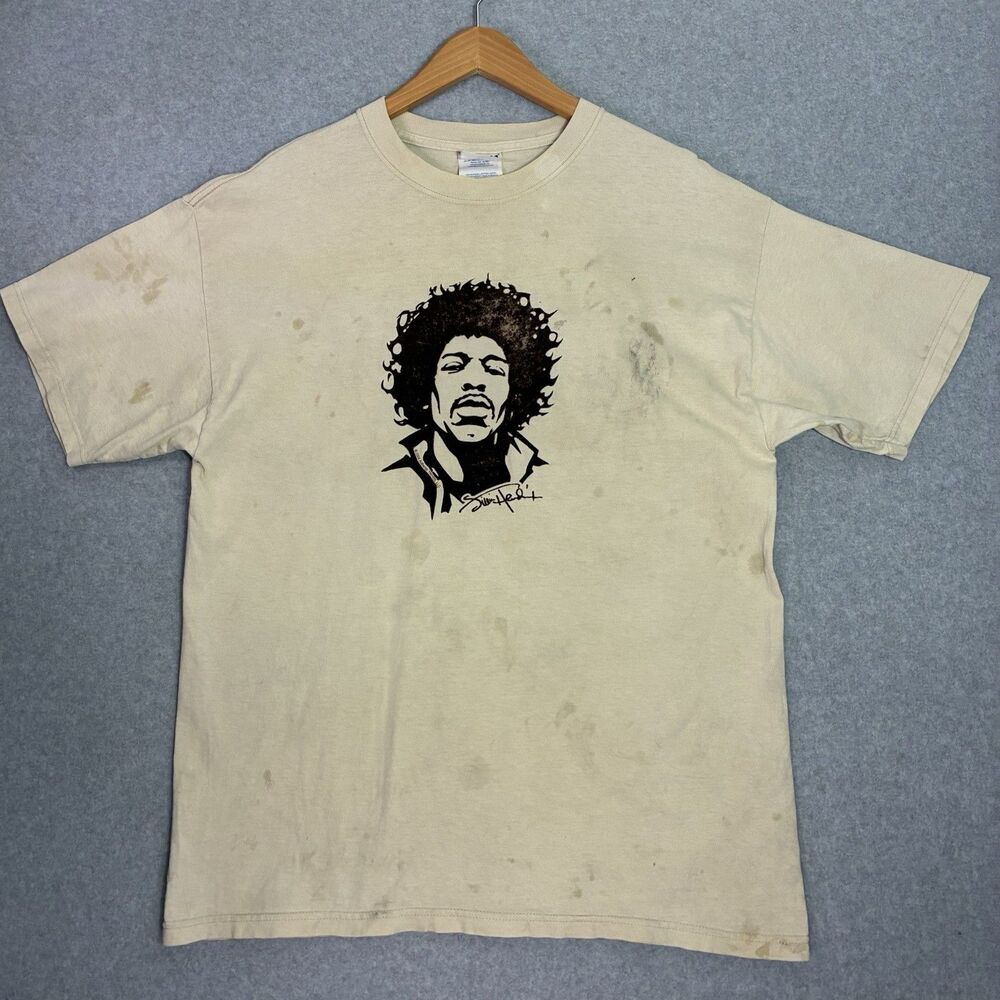 Men’s XL Vintage Jimi Hendrix Graphic Shirt Optima Heavy Cotton USA Distressed